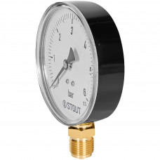 Манометр радиальный STOUT корпус Dn 100 мм 1/2 , 0…6 бар, кл.2.5, SIM-1010-100615
