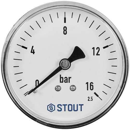 купить Манометр аксиальный STOUT корпус Dn 63 мм 1/4 , 0...16 бар, кл.2.5, SIM-1009-631608 - производитель STOUT