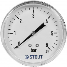 Манометр аксиальный STOUT корпус Dn 80 мм 1/2 , 0...6 бар, кл.2.5, SIM-1009-800615
