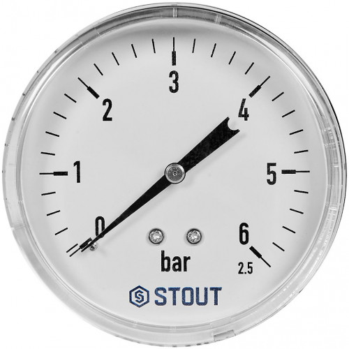 купить Манометр аксиальный STOUT корпус Dn 80 мм 1/2 , 0...6 бар, кл.2.5, SIM-1009-800615 - производитель STOUT