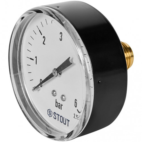 купить Манометр аксиальный STOUT корпус Dn 80 мм 1/2 , 0...6 бар, кл.2.5, SIM-1009-800615 - производитель STOUT