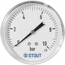 Манометр аксиальный STOUT корпус Dn 80 мм 1/2 , 0...10 бар, кл.2.5, SIM-1009-801015