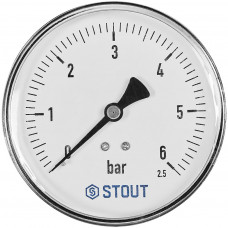 Манометр аксиальный STOUT корпус Dn 100 мм 1/2 , 0...6 бар, кл.2.5, SIM-1009-100615