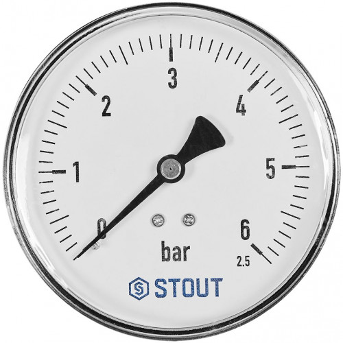 купить Манометр аксиальный STOUT корпус Dn 100 мм 1/2 , 0...6 бар, кл.2.5, SIM-1009-100615 - производитель STOUT