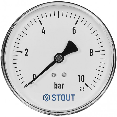 купить Манометр аксиальный STOUT корпус Dn 100 мм 1/2 , 0...10 бар, кл.2.5, SIM-1009-101015 - производитель STOUT