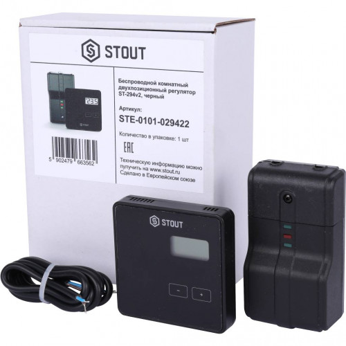 купить Беспроводной комнатный двухпозиционный регулятор STOUT ST-294v2, черный, STE-0101-029422 - производитель STOUT