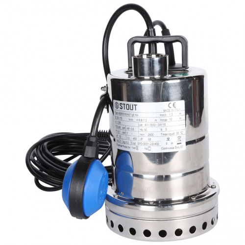 купить Насос дренажный STOUT с поплавком, кабель 10 м, 230V, Q=175 л/мин, H=10 м, SPD-0001-200450 - производитель STOUT