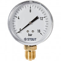 Манометр радиальный STOUT корпус Dn 80 мм 1/2 , 0...16 бар, кл.2.5, SIM-1010-801615