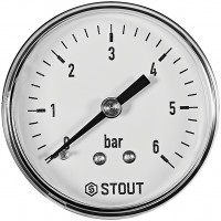 Манометр аксиальный STOUT корпус Dn 50 мм 1/4 , 0...6 бар, кл.2.5, SIM-1009-500608