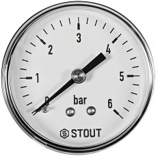 Манометр аксиальный STOUT корпус Dn 50 мм 1/4 , 0...6 бар, кл.2.5, SIM-1009-500608