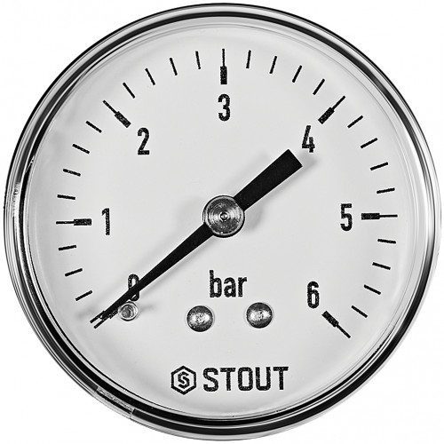 купить Манометр аксиальный STOUT корпус Dn 50 мм 1/4 , 0...6 бар, кл.2.5, SIM-1009-500608 - производитель STOUT