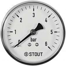 Манометр аксиальный STOUT корпус Dn 63 мм 1/4 , 0...6 бар, кл.2.5, SIM-1009-630608