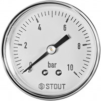 Манометр аксиальный STOUT корпус Dn 50 мм 1/4 , 0...10 бар, кл.2.5, SIM-1009-501008