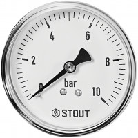 Манометр аксиальный STOUT корпус Dn 63 мм 1/4 , 0...10 бар, кл.2.5, SIM-1009-631008
