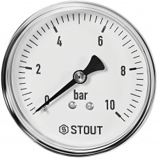 Манометр аксиальный STOUT корпус Dn 63 мм 1/4 , 0...10 бар, кл.2.5, SIM-1009-631008