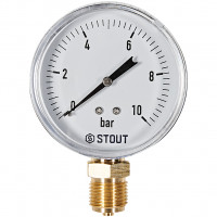 Манометр радиальный STOUT корпус Dn 80 мм 1/2 , 0...10 бар, кл.2.5, SIM-1010-801015