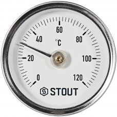 Термометр биметаллический накладной с пружиной STOUT корпус Dn 63 мм, 0...120°С, 1 -2, SIM-1004-630015
