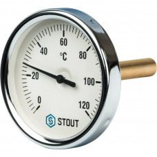 Термометр биметаллический STOUT с погружной гильзой 75 мм, SIM-0001-807515
