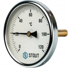 Термометр биметаллический STOUT с погружной гильзой 75 мм, SIM-0001-107515