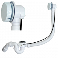 Сифон для ванны с автопереливом L 575 х 34 мм, выход 40/50 мм, головка пластиковая, белый McAlpine